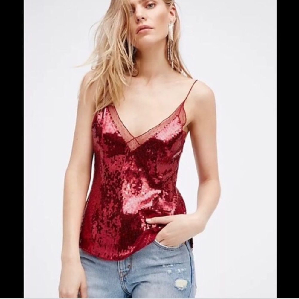 FREE PEOPLE - Sassy in Sequins Cami Top